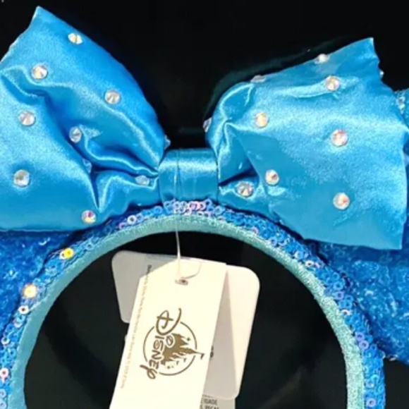 NWT Disney Parks Aqua Blue Sequin Bow Ears Headband main image 4